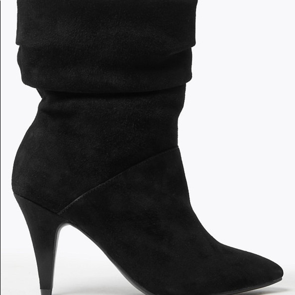 Suede Ruched Pointed Ankle Boots